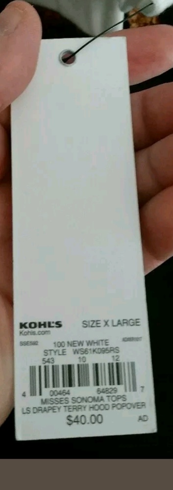 Sonoma XL White Hooded V Neck Top NWT - Picture 4 of 7
